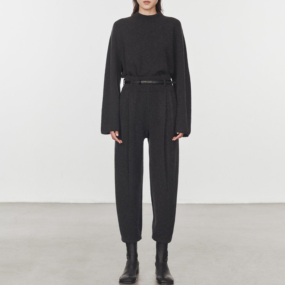 CHICJOC Women 100% Cashmere Knit Pants Loose-Fit Sweaterpants